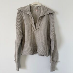 Free People V Neck Gray Sweater